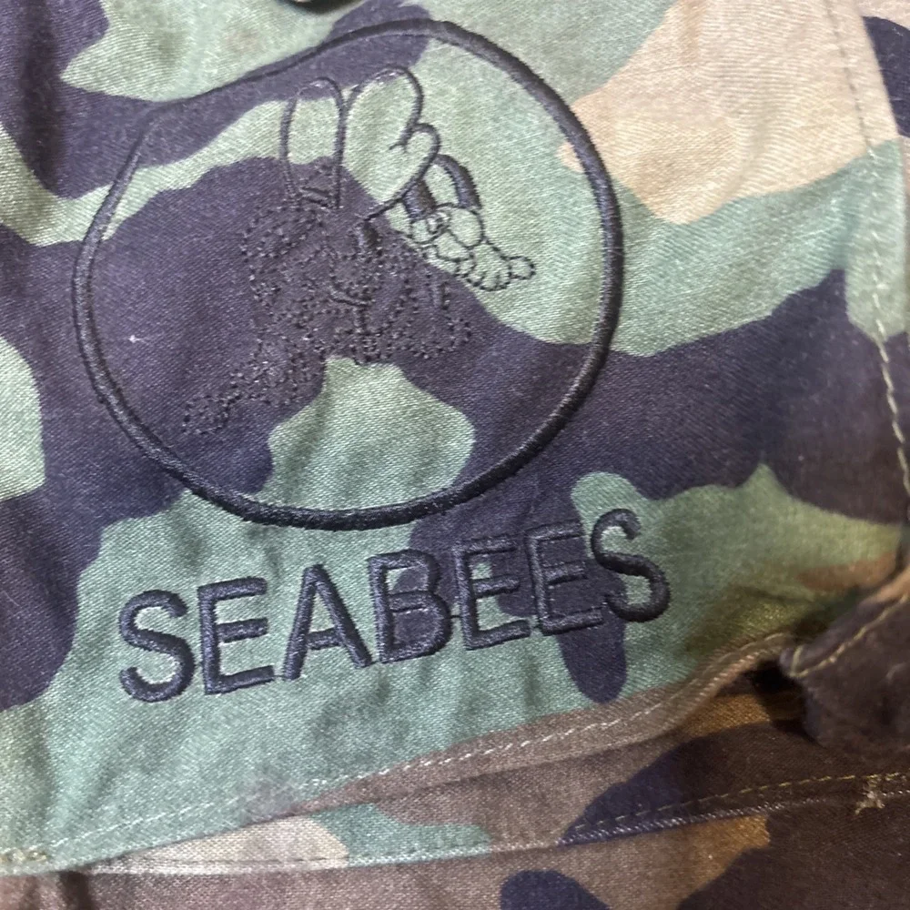 Vintage US Navy M65 Field Jacket Mens XL Woodland Camo Cold Weather 1999 Seabees